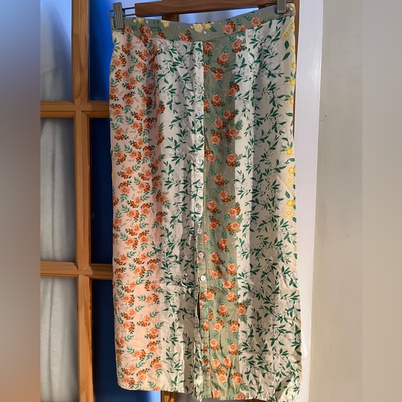 PATRONS OF PEACE Block Floral Print Midi Skirt Boho Cottage Country Core M - Picture 4 of 11